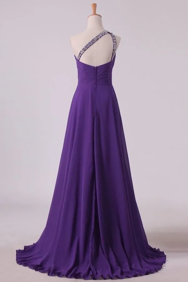 2024 New Arrival Prom Dresses One Shoulder Chiffon A Line With PLN9DJQ4