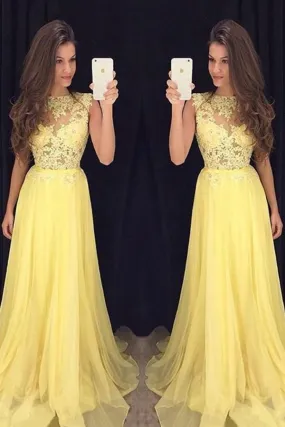 2024 Prom Dresses Scoop A Line Chiffon With Applique PNRG14NM