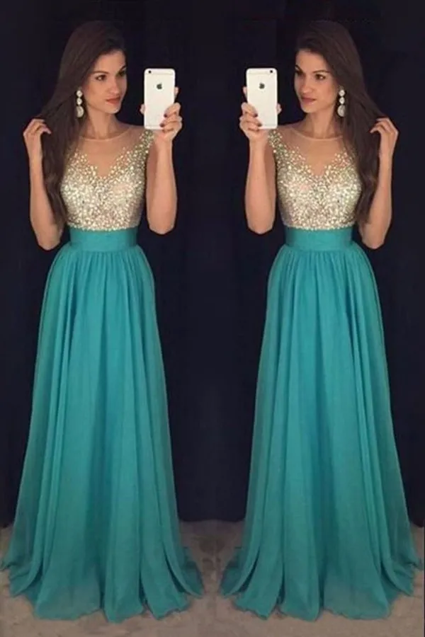 2024 Scoop Prom Dresses A-Line Chiffon With Beaded PKERHYJ6