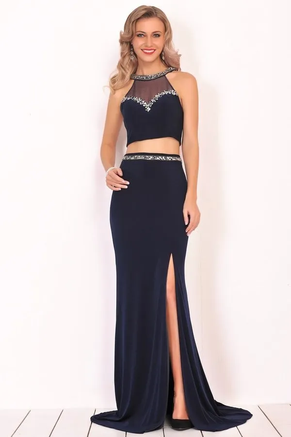 2024 Two-Piece Scoop Spandex Prom Dresses Mermaid PFQ1MPLK