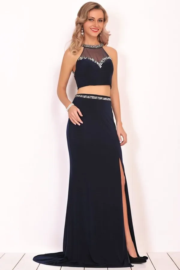 2024 Two-Piece Scoop Spandex Prom Dresses Mermaid PFQ1MPLK