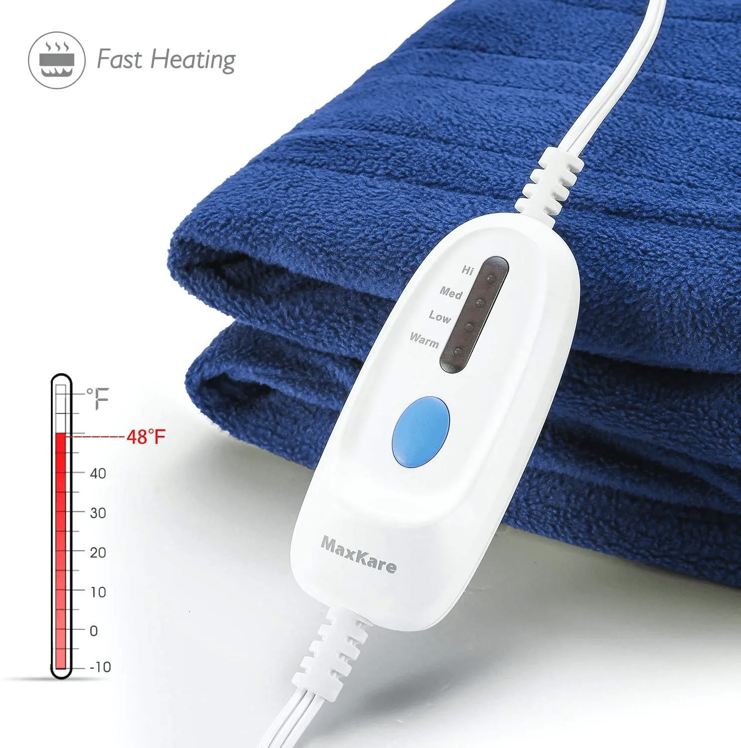 50 x 60 cozy soft fleece Electric blanket, Blue