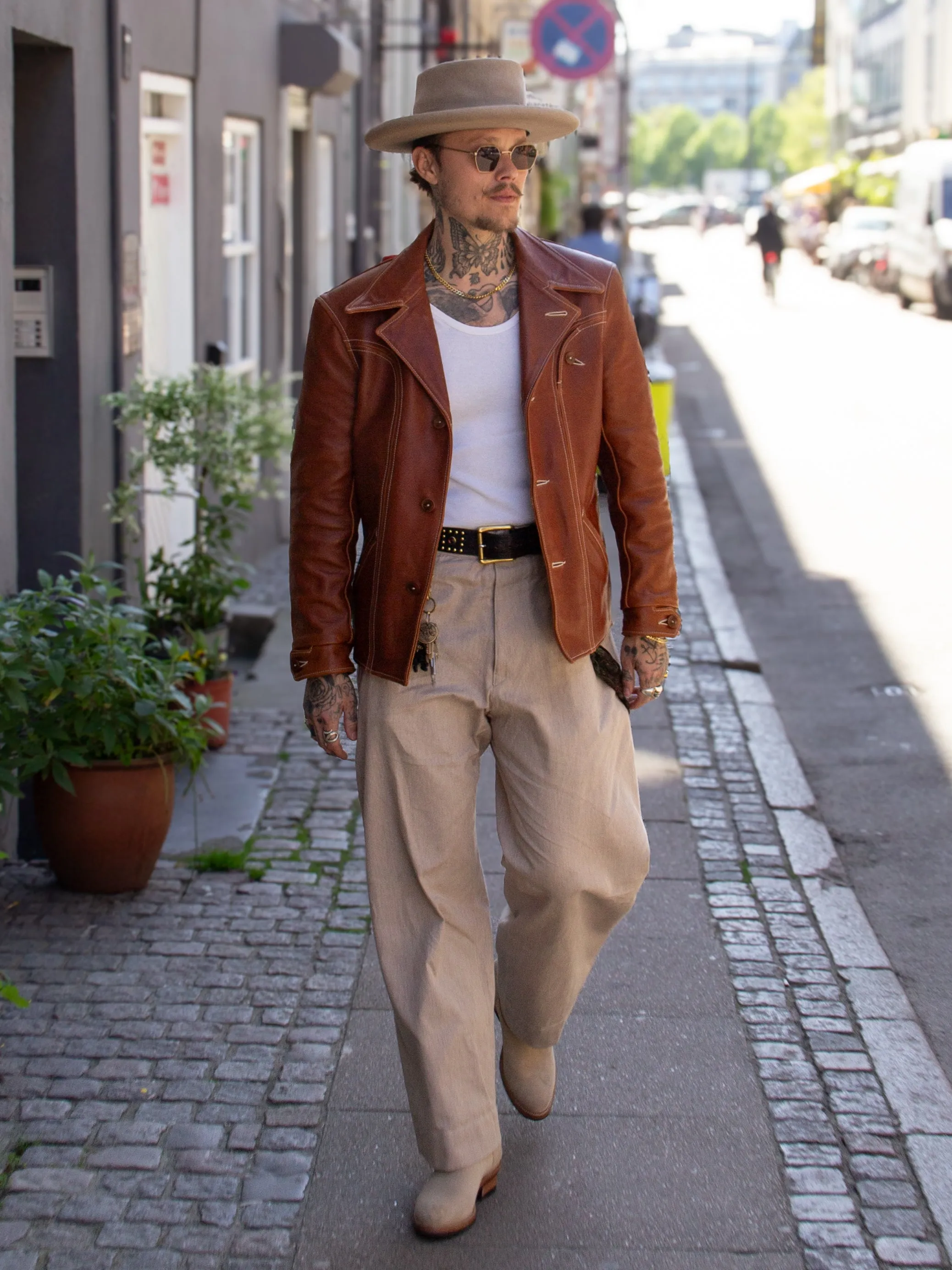 Aero Leather Clothing, Rockafella, Horween Pinnacle Horsehide Cognac