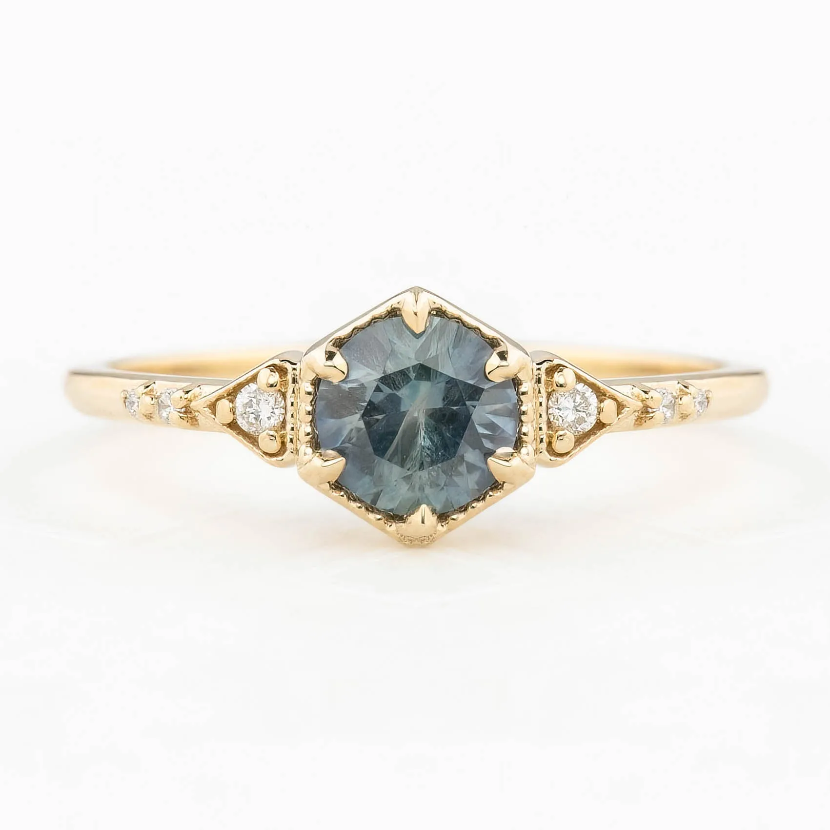 Agatha Ring 0.64ct Montana Sapphire Ring 14K Yellow Gold, One of a kind