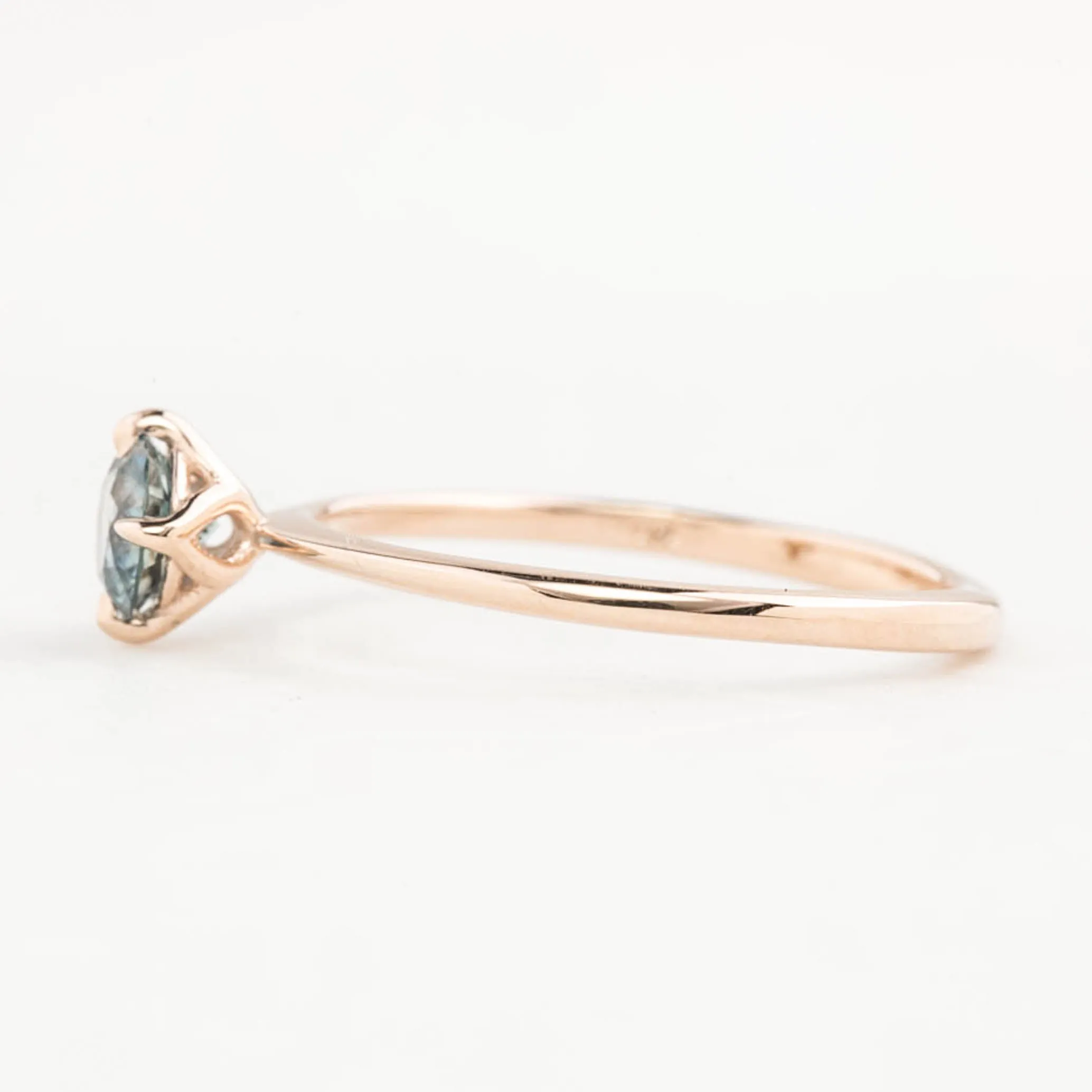 Alice Ring 0.56ct Blue Green Montana Sapphire, 14K Rose Gold (One of a kind)