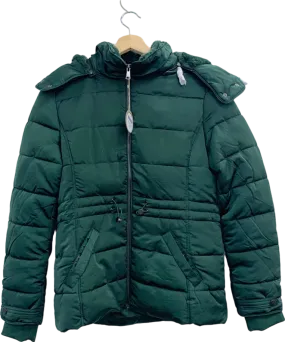 Apricot Green Fur Lined Removable Hood Puffer Jacket UK 12