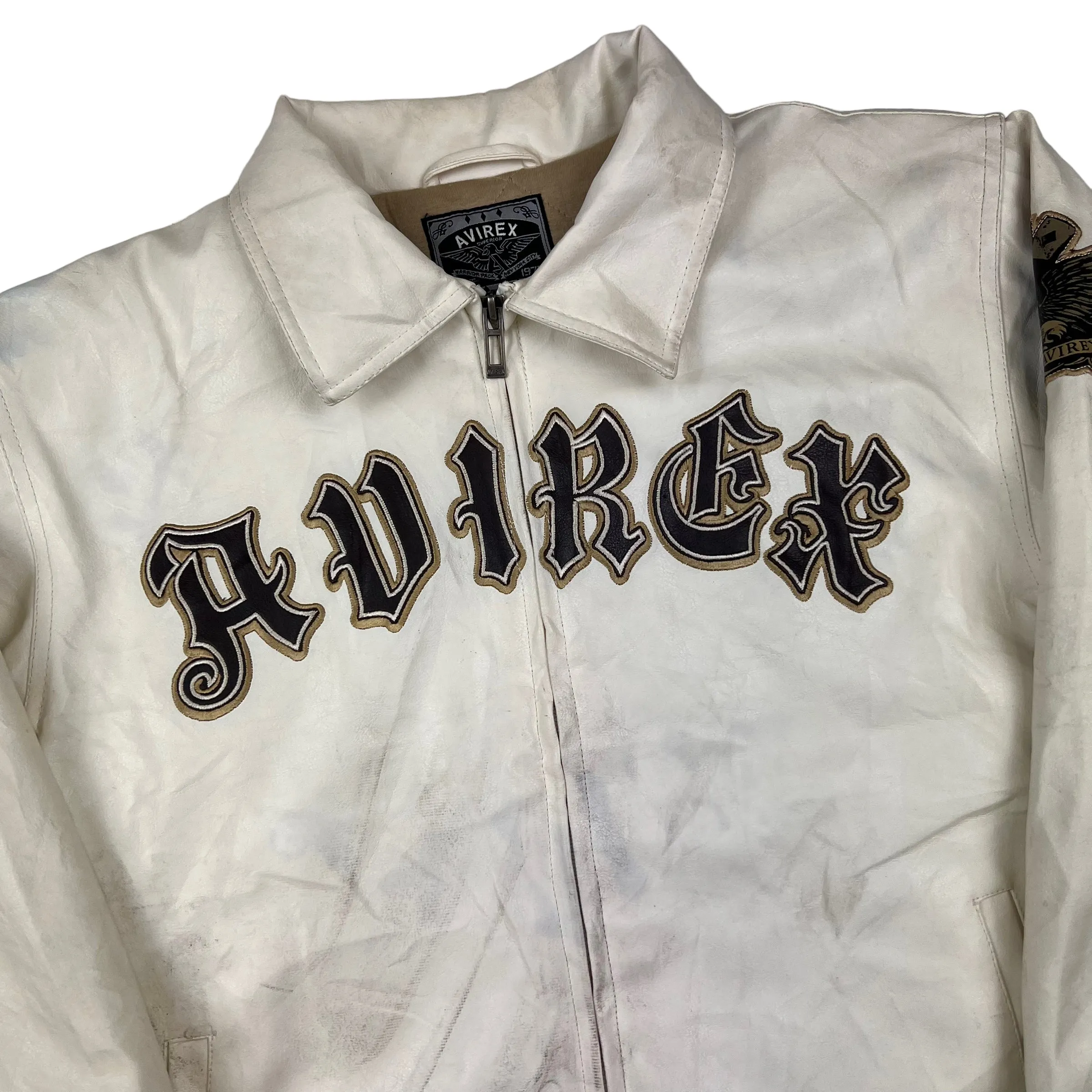 Avirex White Leather Varsity Jacket