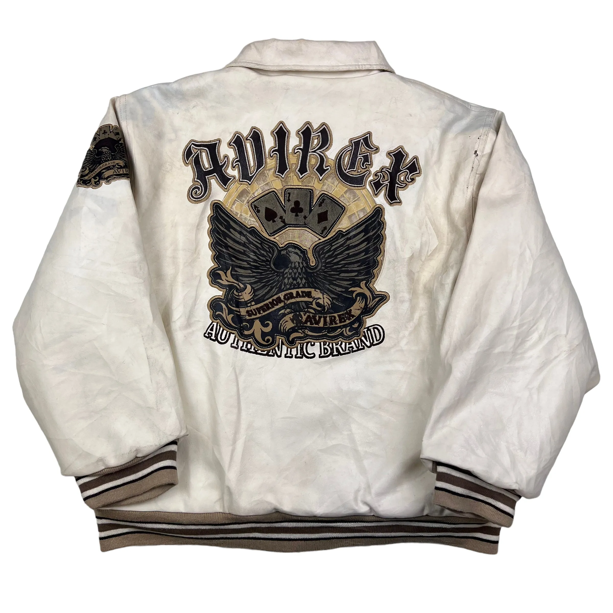 Avirex White Leather Varsity Jacket