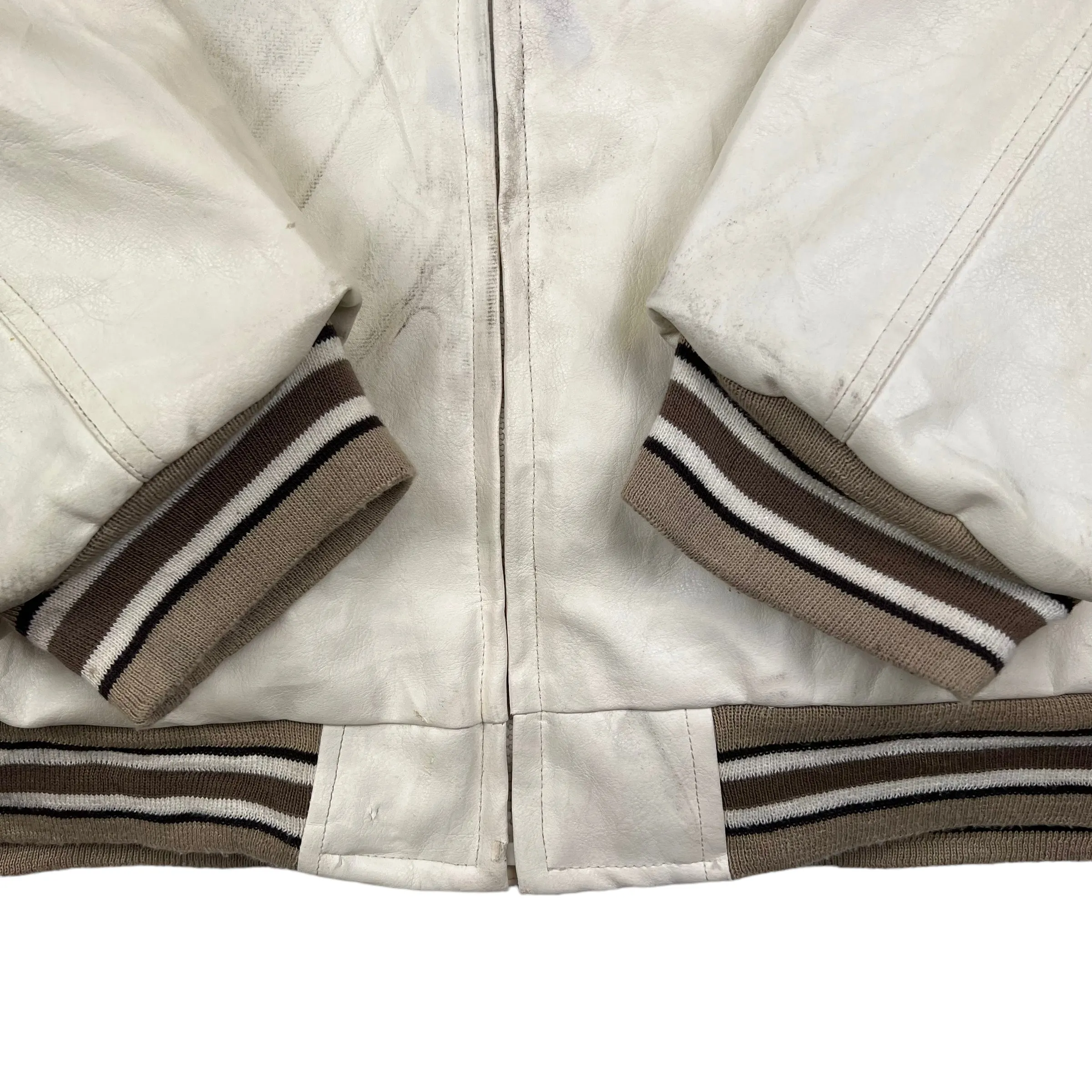 Avirex White Leather Varsity Jacket