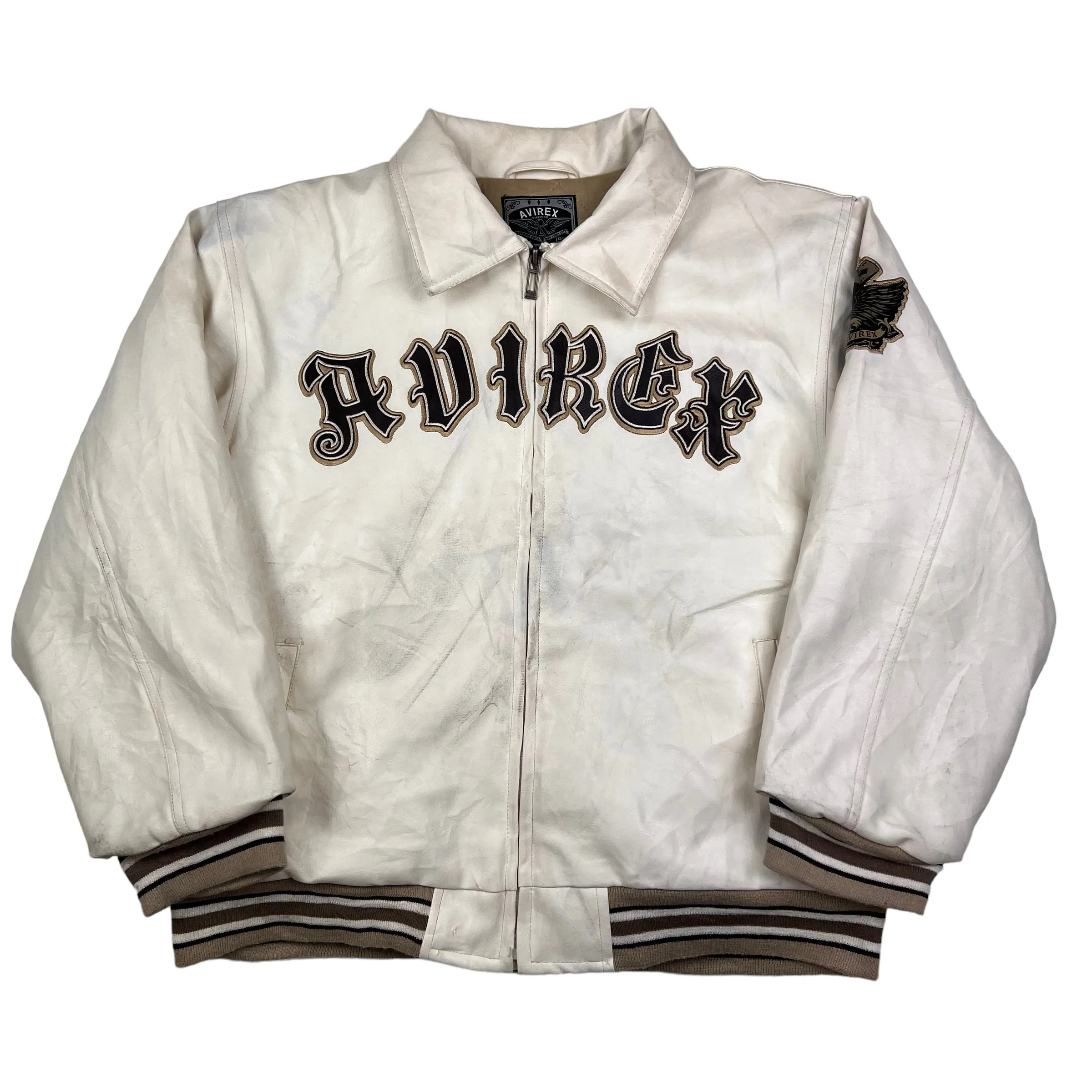 Avirex White Leather Varsity Jacket