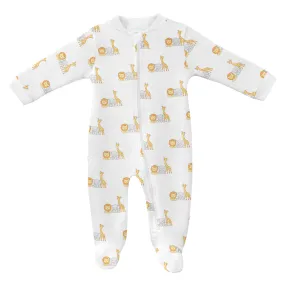 Baby Safari Animals Printed Zipper Footie  |  Baby Unisex