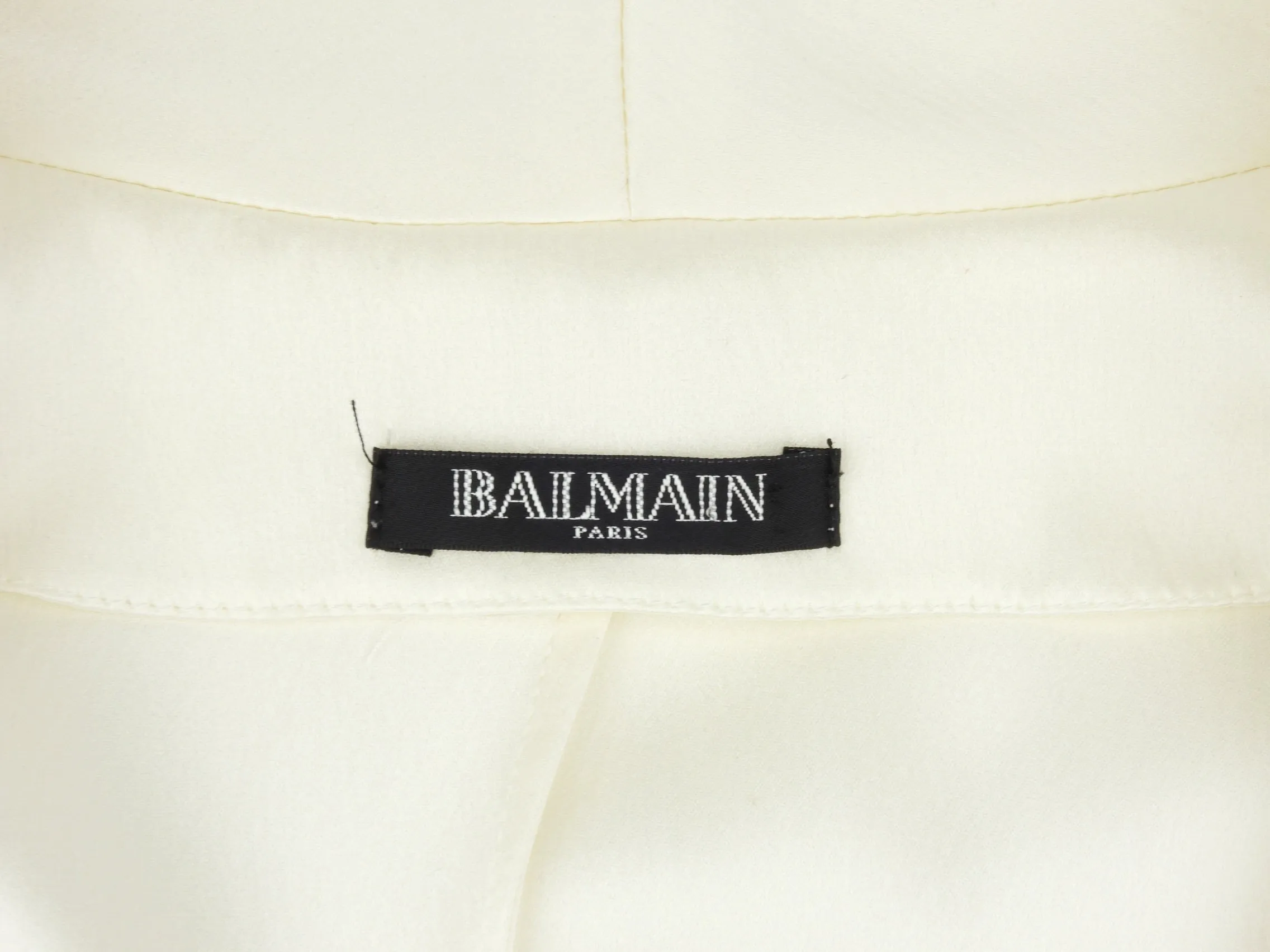 Balmain Ivory Silk Bouble Breasted Draped Blazer Jacket - 38 FR