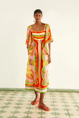 Beach Toucans Scarf Multi Midi Dress