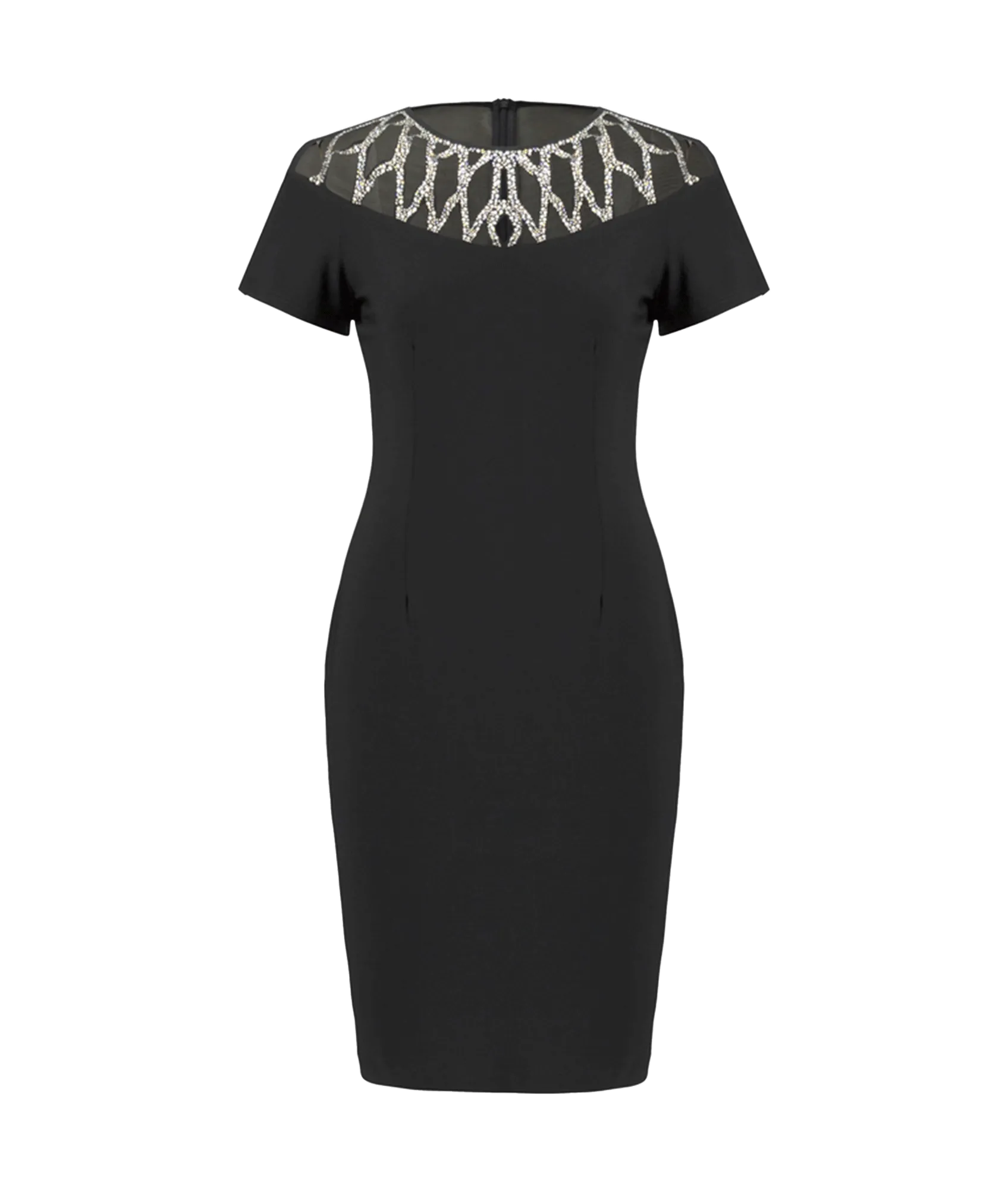 Beaded Detail Neckline Dress Style - Black