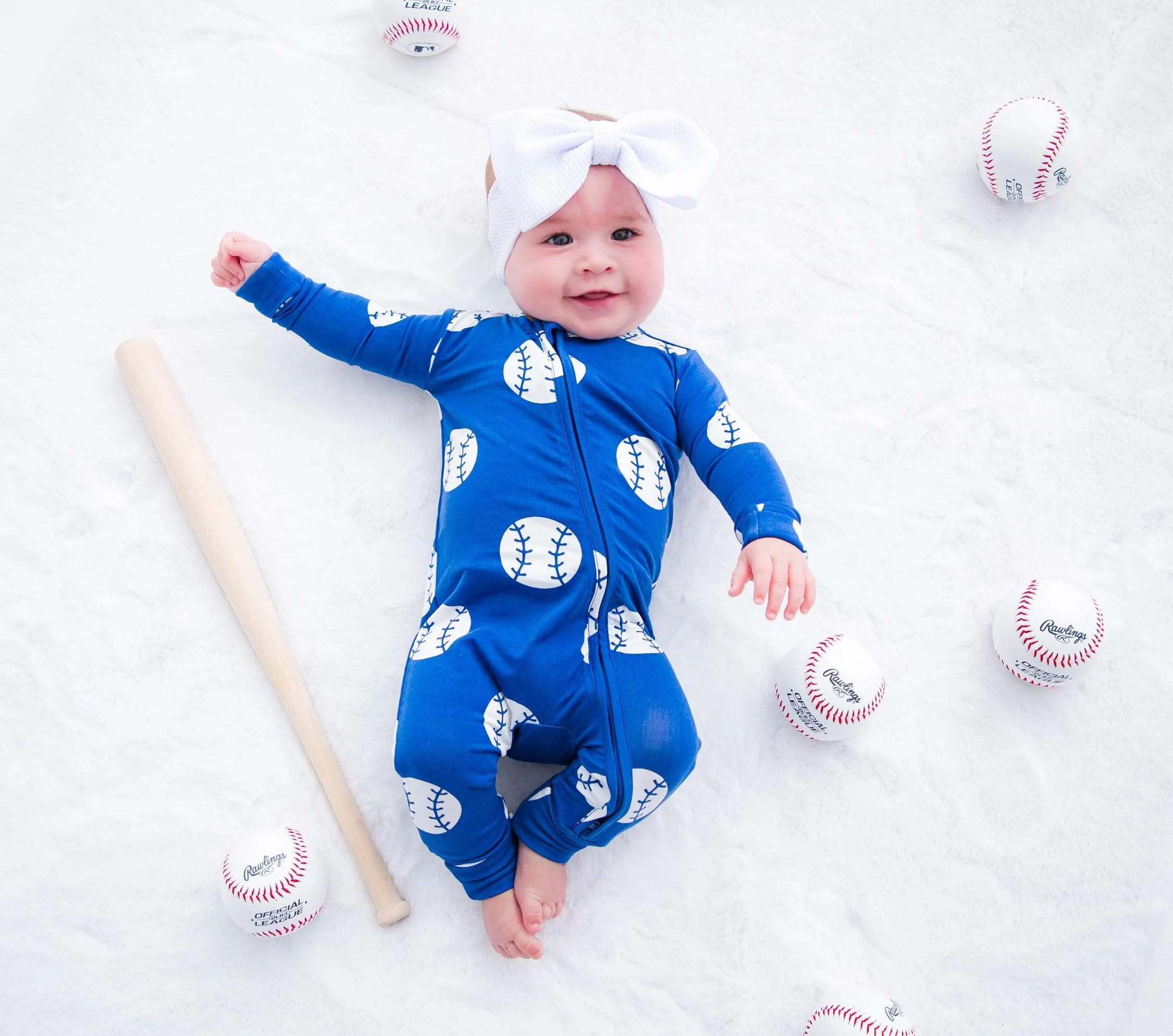 Blue Baseball Convertible Romper