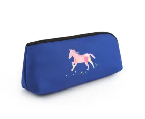 Blue Horse Graphic Pencil Cases Stationery Zipper School 19cm Office Cosmetics Pouches Artists Designer Prints Gifts Bags Purses Students Girls Cute Teens Inner Pocket