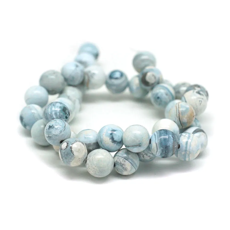 Blue Porcelain Agate  10mm Round - 15-16 Inch