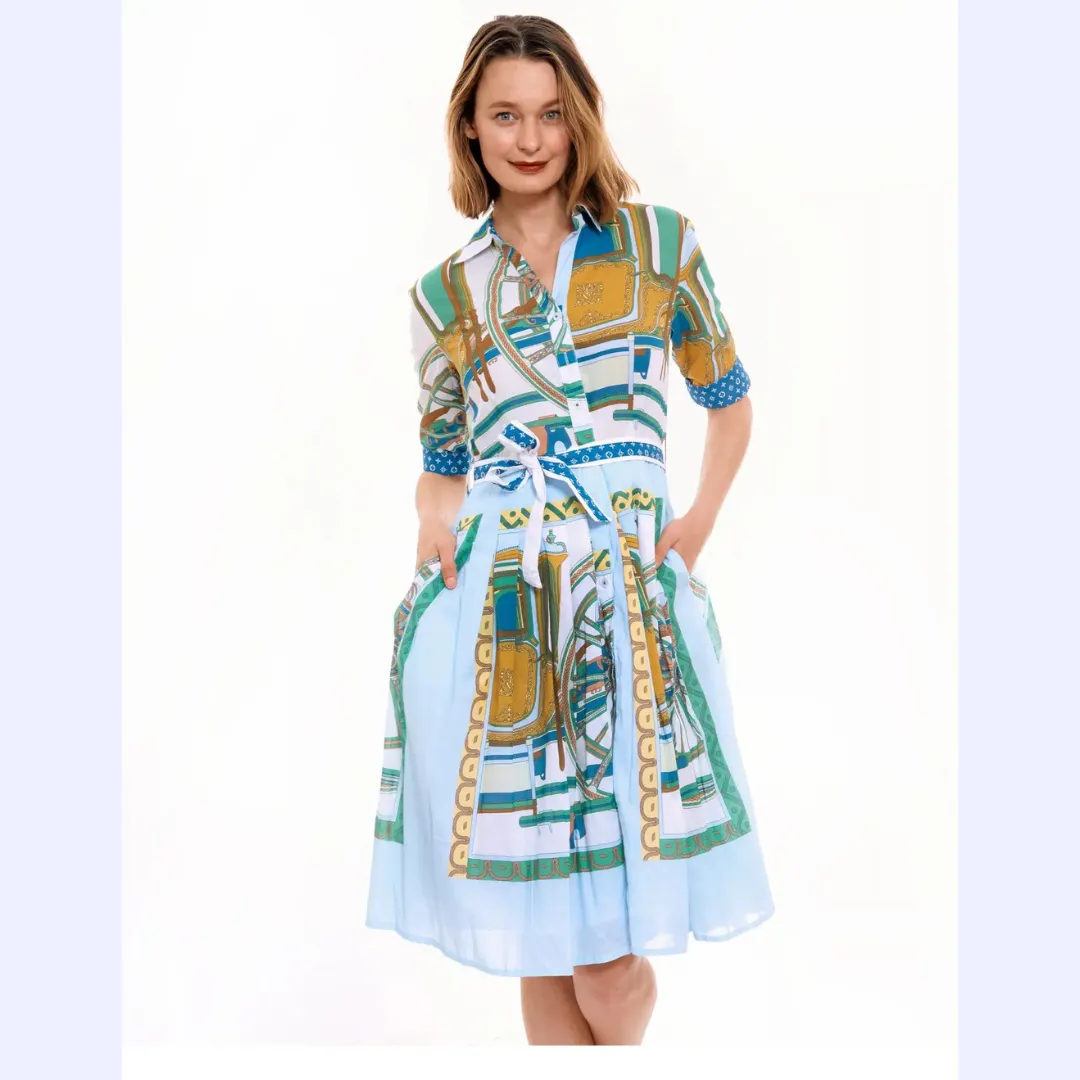 Blue/Green Hermes-Inspired Dress