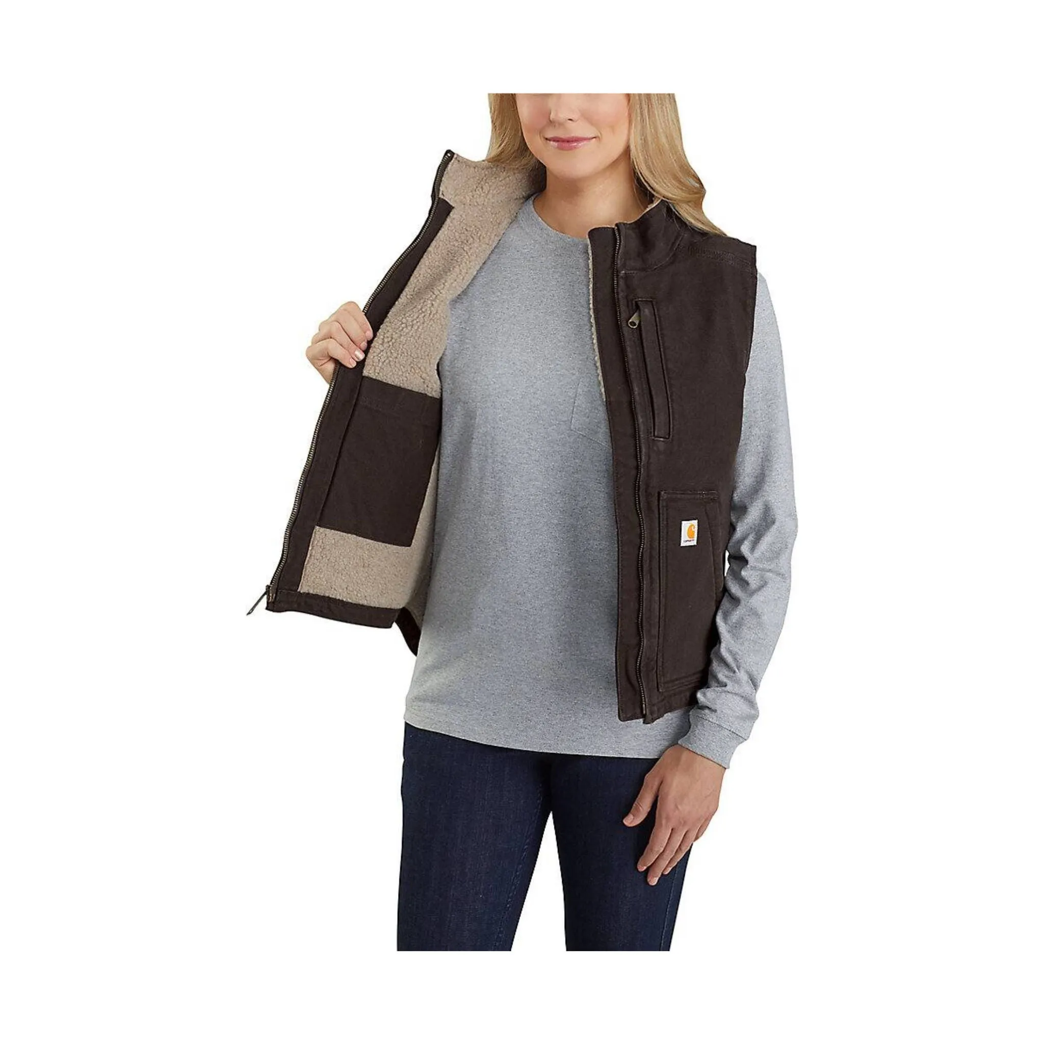 Carhartt Women's Sherpa Lined Vest Relaxed Fit -Dark Brown