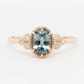 Celine Ring - 0.86ct Blue Green Montana Sapphire Ring, 14k Rose Gold (One of a kind)