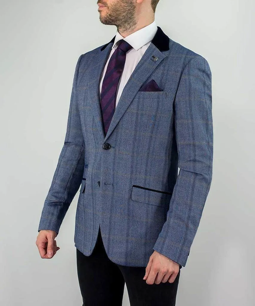 Connall Blue Sim Fit Tweed Style Jacket