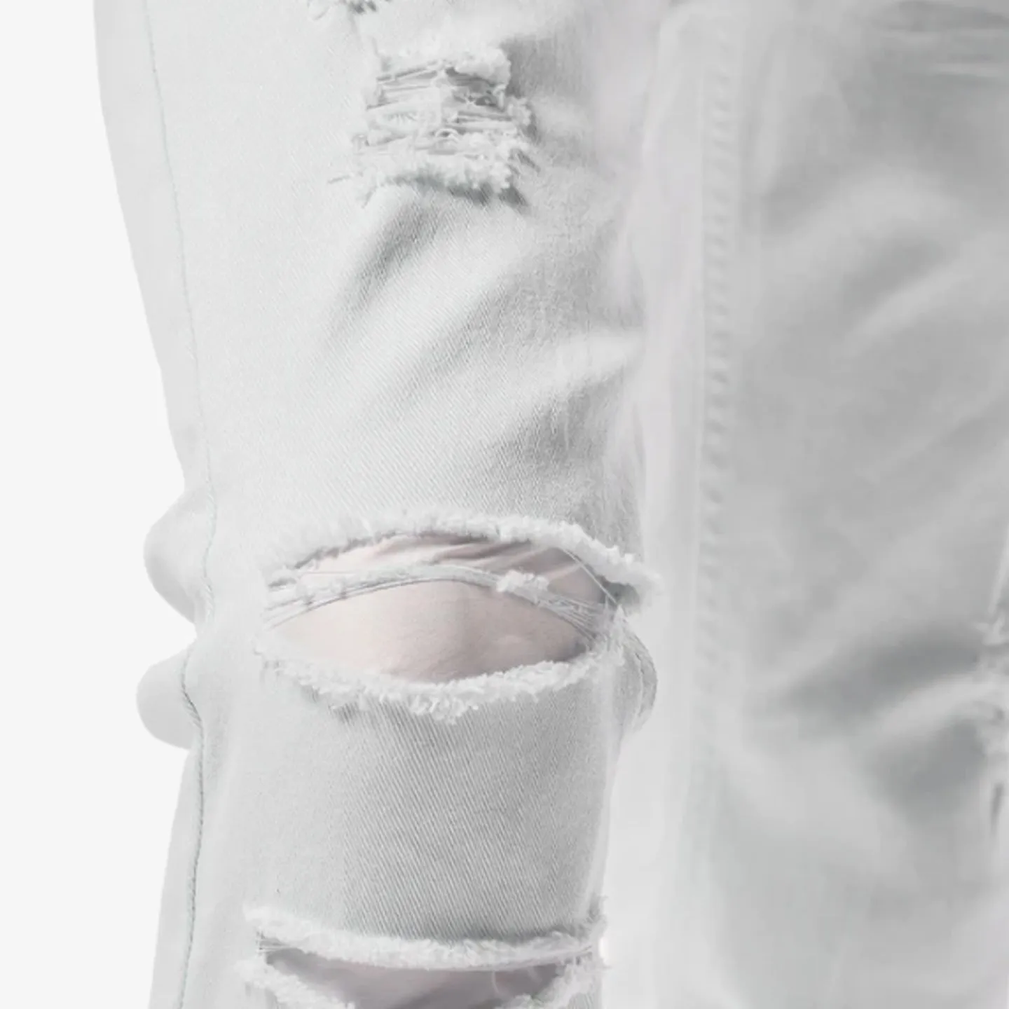 Copper Rivet Ripped Slim Jean (White)