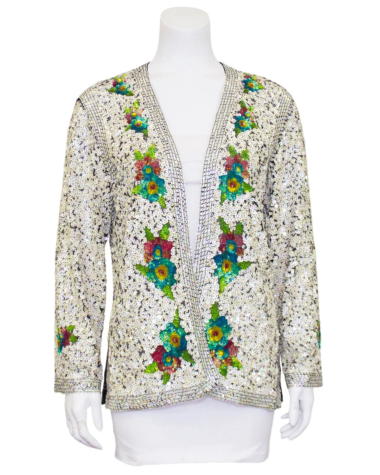 Cream & Green Sequin Cardigan