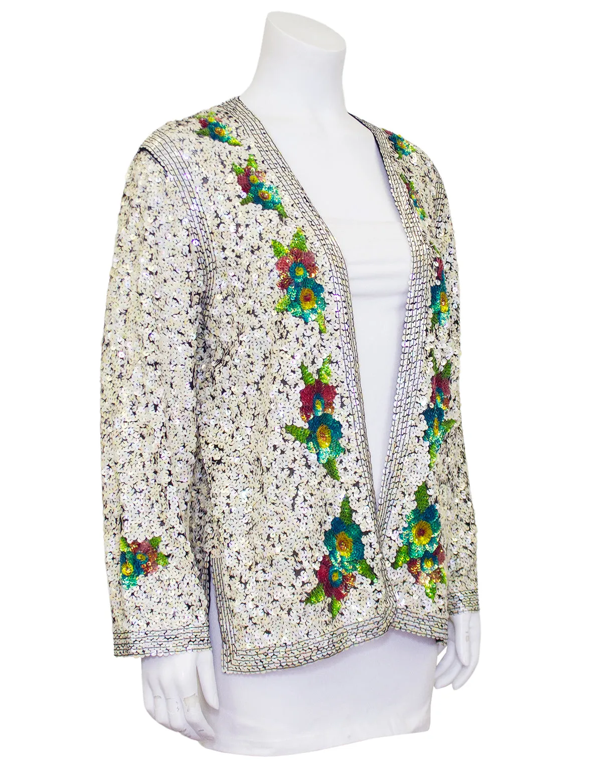 Cream & Green Sequin Cardigan