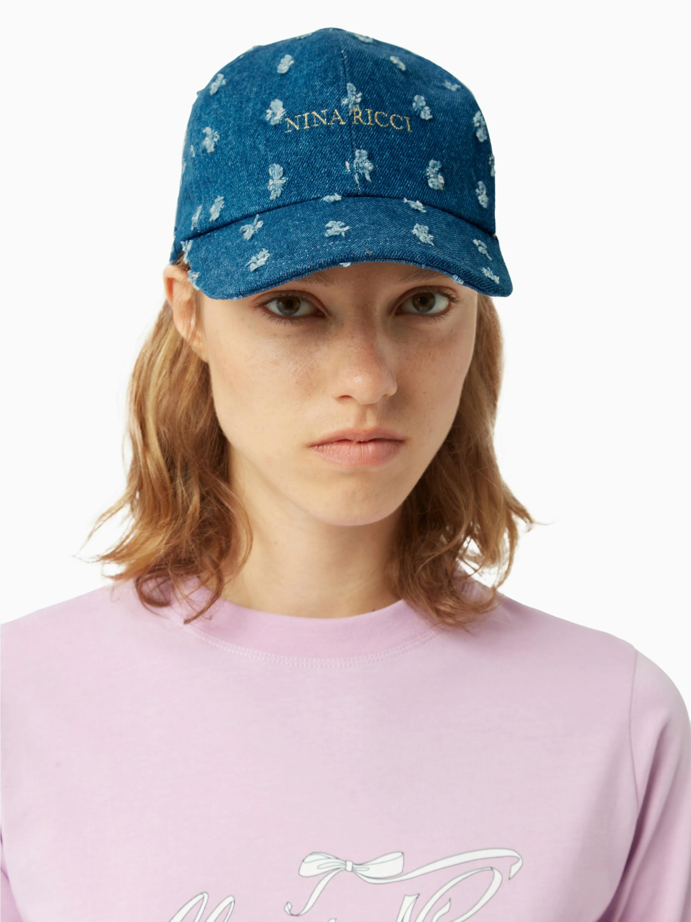 DISTRESSED DENIM BASEBALL CAP