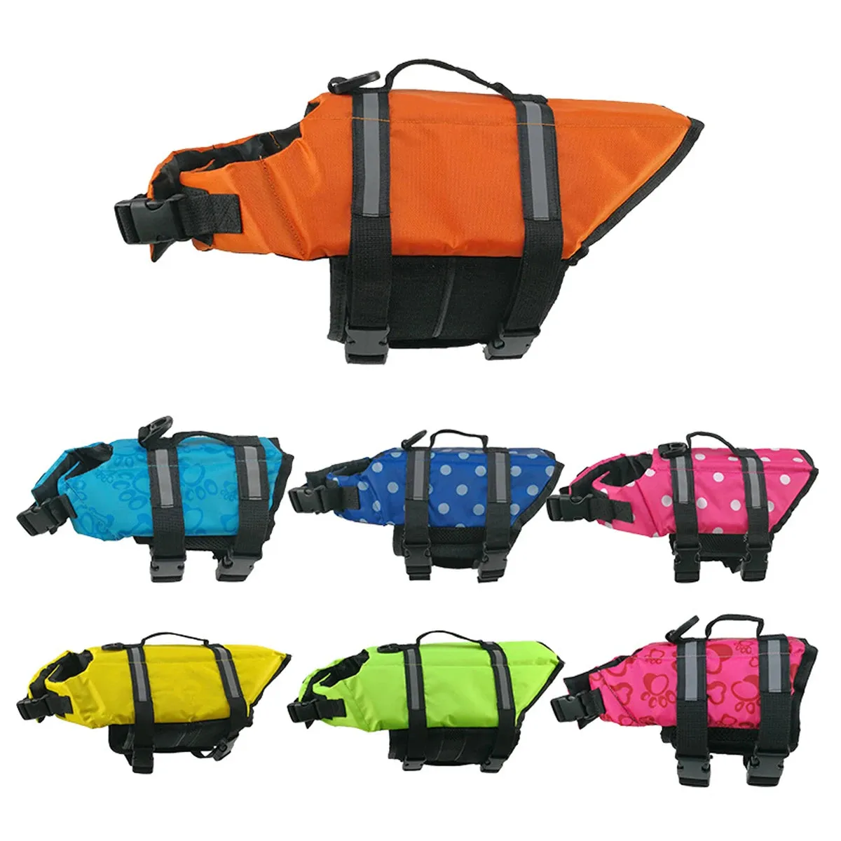 Dog Life Jacket Reflective Enhanced Buoyancy Life-saving Handle Adjustable Puppy Life Vest for Pets Swimming Summer Life Jacket