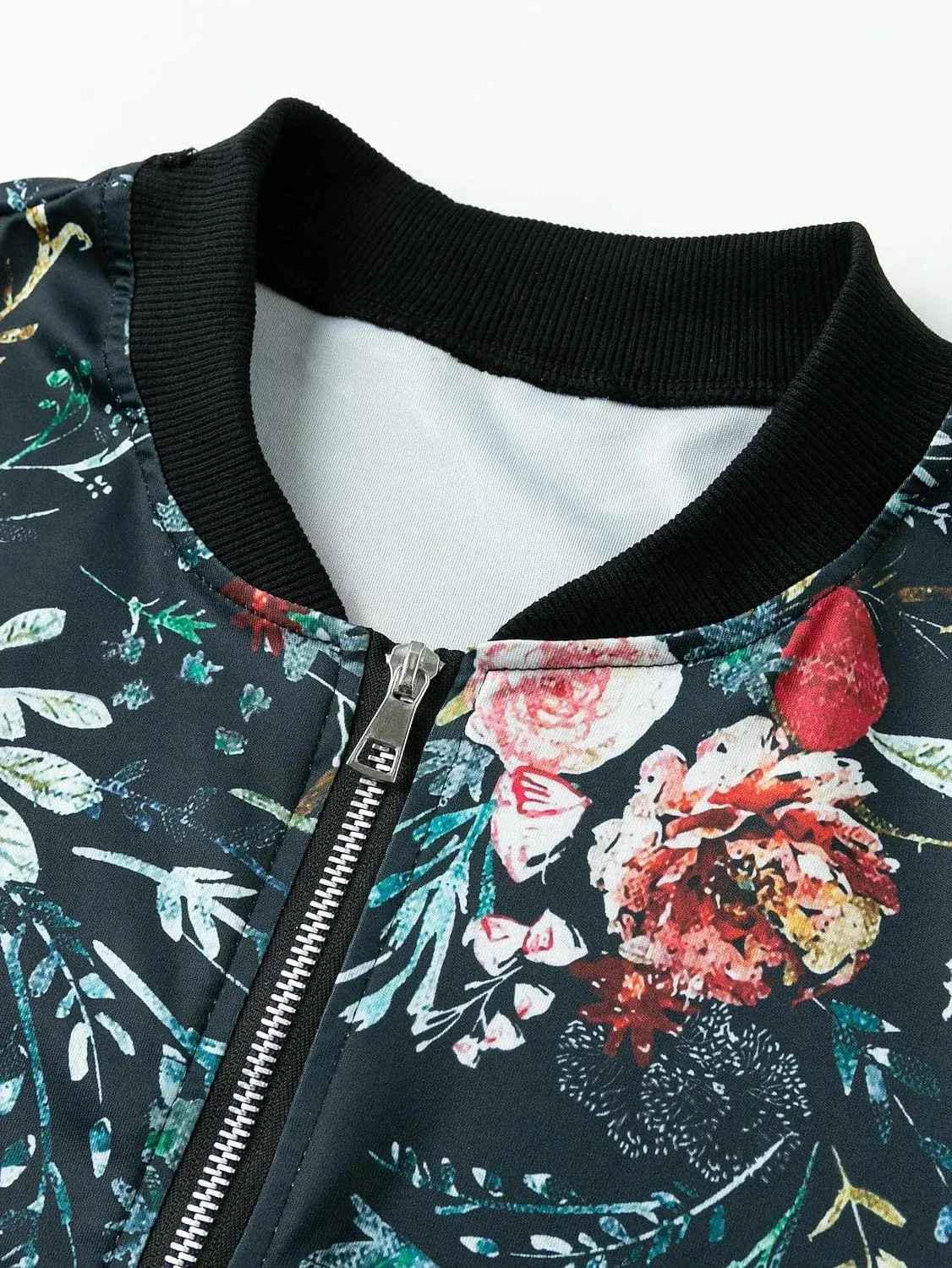 Elegant Floral Pattern Women's Bomber Jacket for Stylish Outdoor Comfort