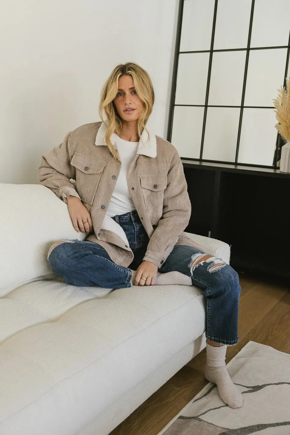 Emilia Corduroy Jacket in Tan - FINAL SALE