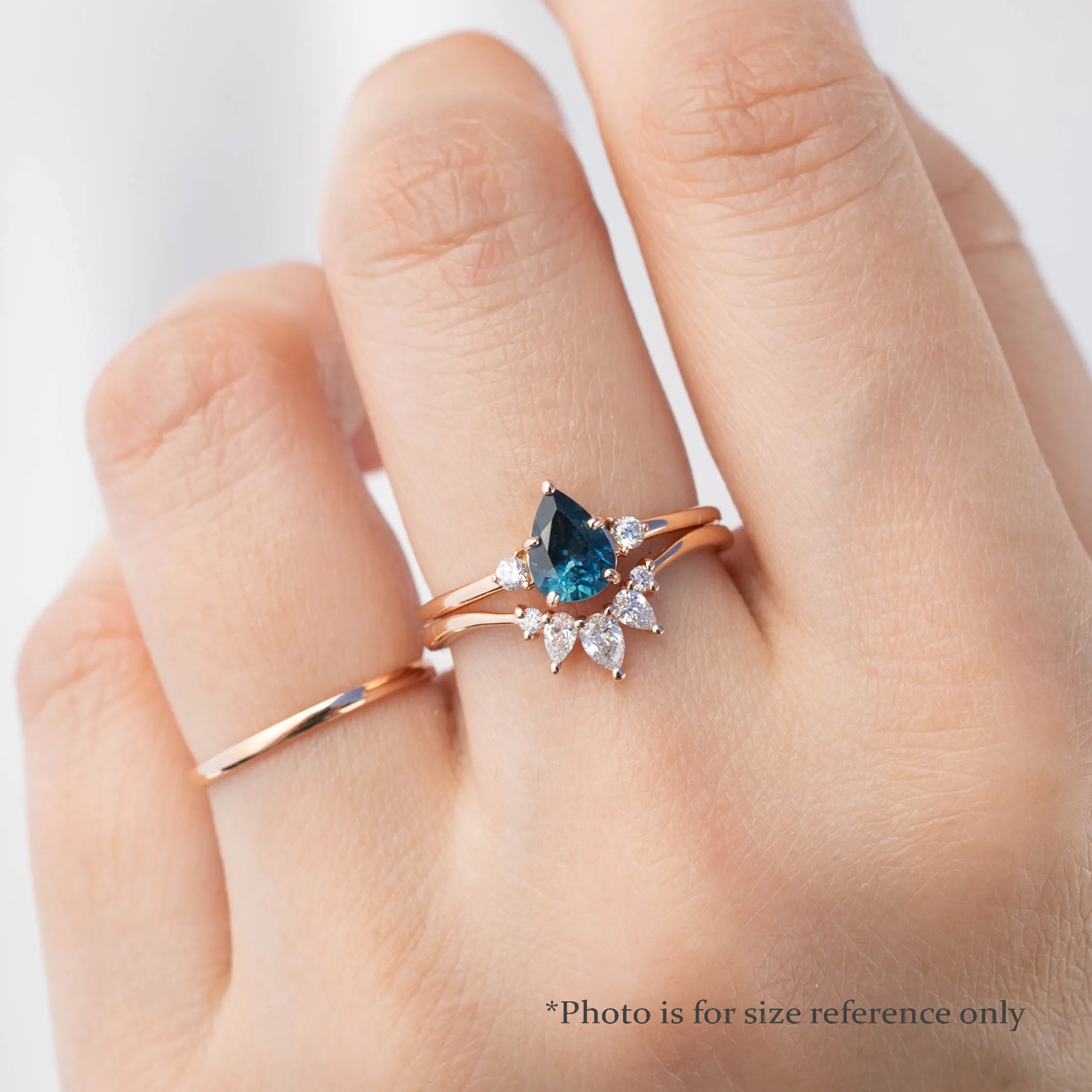 Emilie Ring 0.72ct Pear Teal Montana Sapphire, 14k Rose Gold (One of a kind)