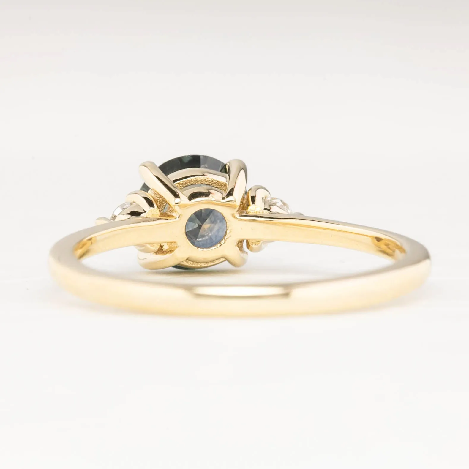 Emilie Ring 1.12ct Green Blue Round Montana Sapphire Ring, 14k Yellow Gold (One of a kind)