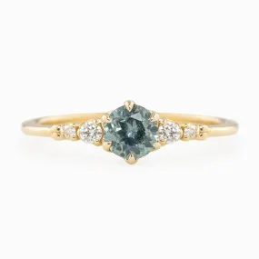 Estel Fleur Ring 0.60ct Light Blue Green Montana Sapphire