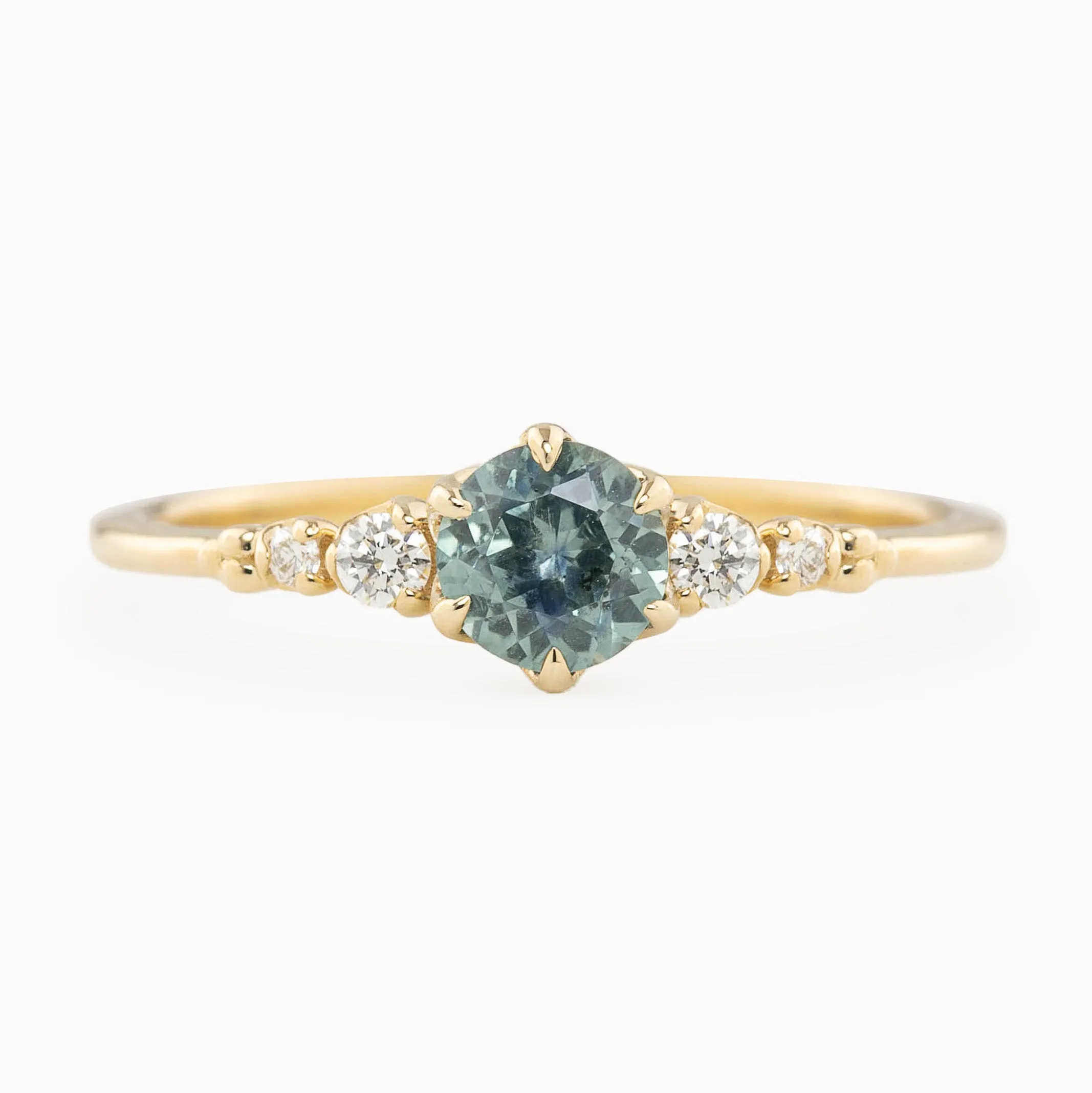 Estel Fleur Ring 0.60ct Light Blue Green Montana Sapphire