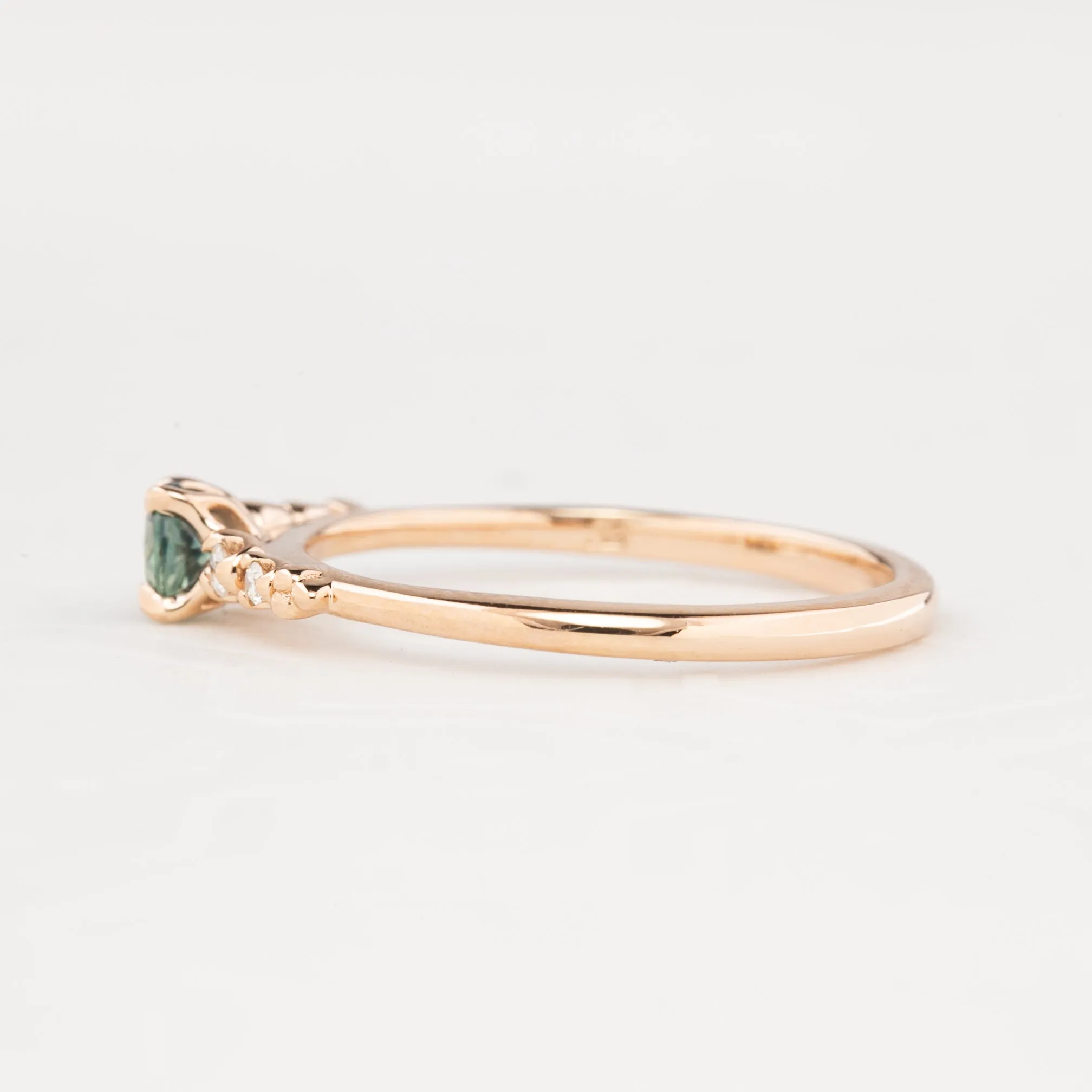 Estel Luxe Ring 0.40ct Blue Green Montana Sapphire, 14k Rose Gold