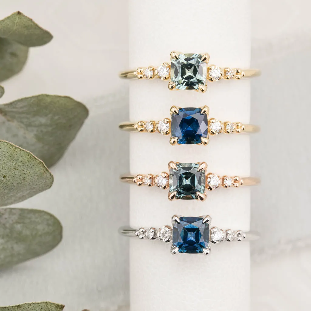 Estel Luxe Ring 0.83ct Deep Teal Blue Montana Sapphire, 14k Yellow Gold (One of a kind)