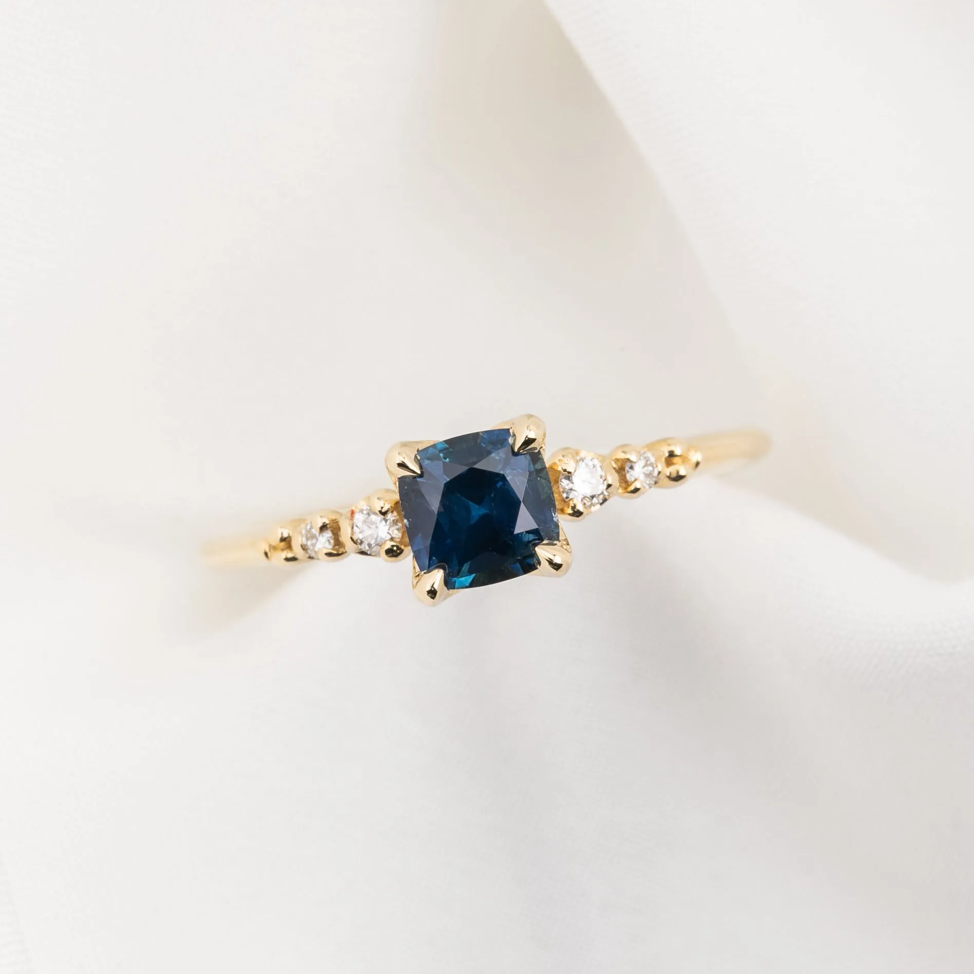 Estel Luxe Ring 0.83ct Deep Teal Blue Montana Sapphire, 14k Yellow Gold (One of a kind)