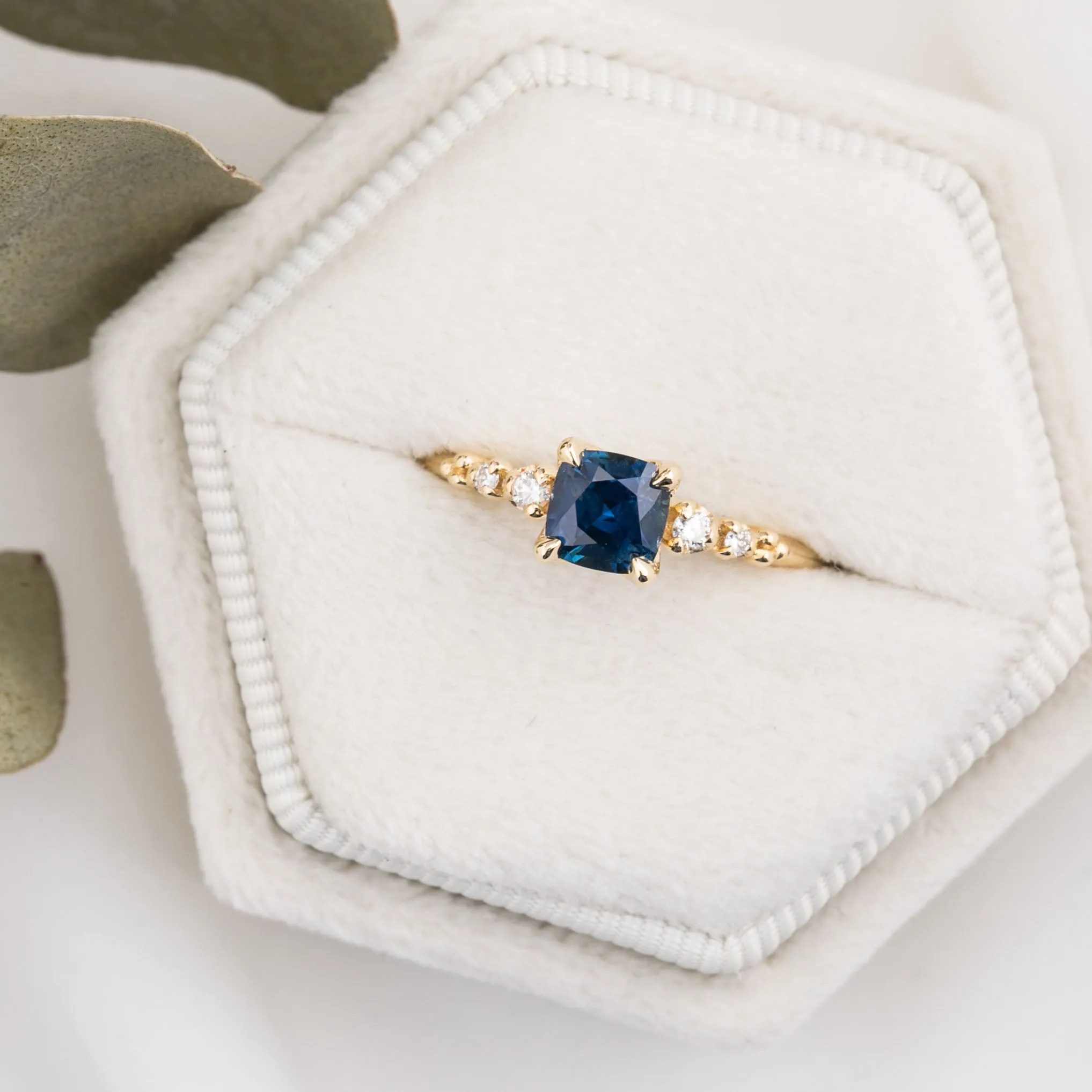 Estel Luxe Ring 0.83ct Deep Teal Blue Montana Sapphire, 14k Yellow Gold (One of a kind)