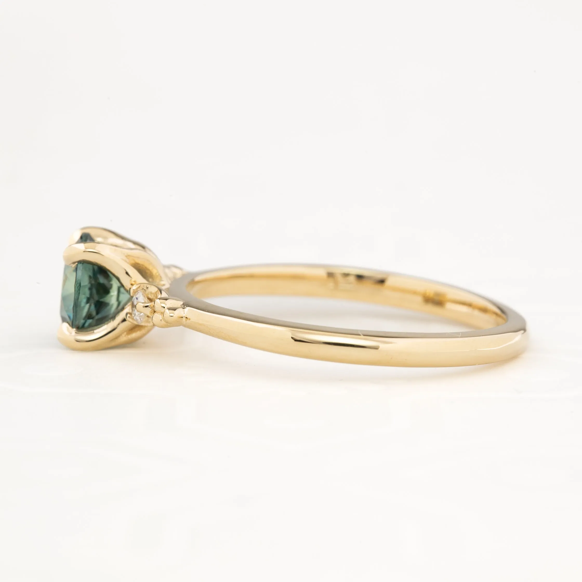 Estel Ring 1.02ct Blue Green Montana Sapphire, 14k Yellow Gold (One of a kind)