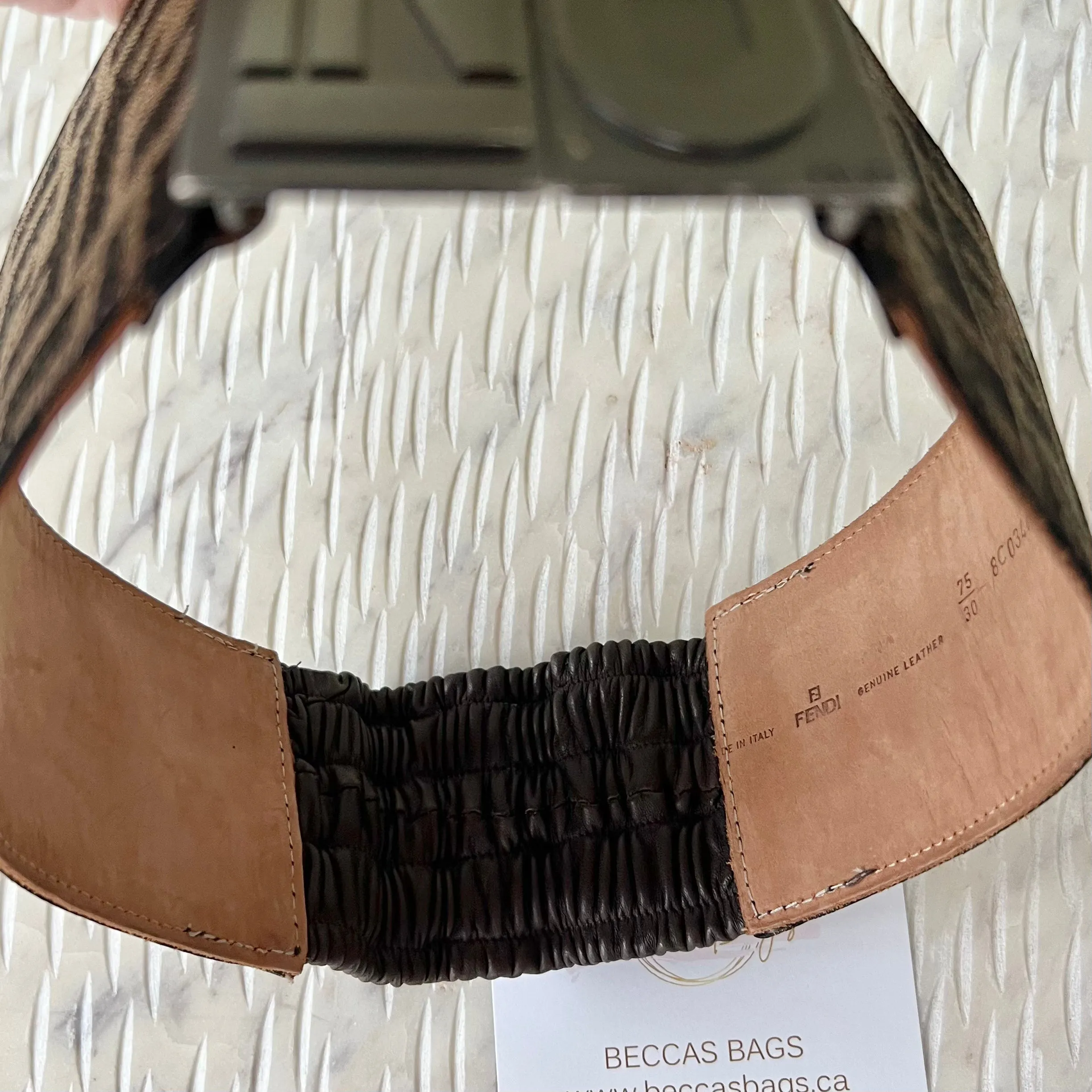 Fendi Rectangular Buckle Leather Belt