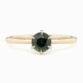 Floryn Ring 0.76ct Peacock Green Queensland Sapphire, 14K Yellow Gold (One of a kind)