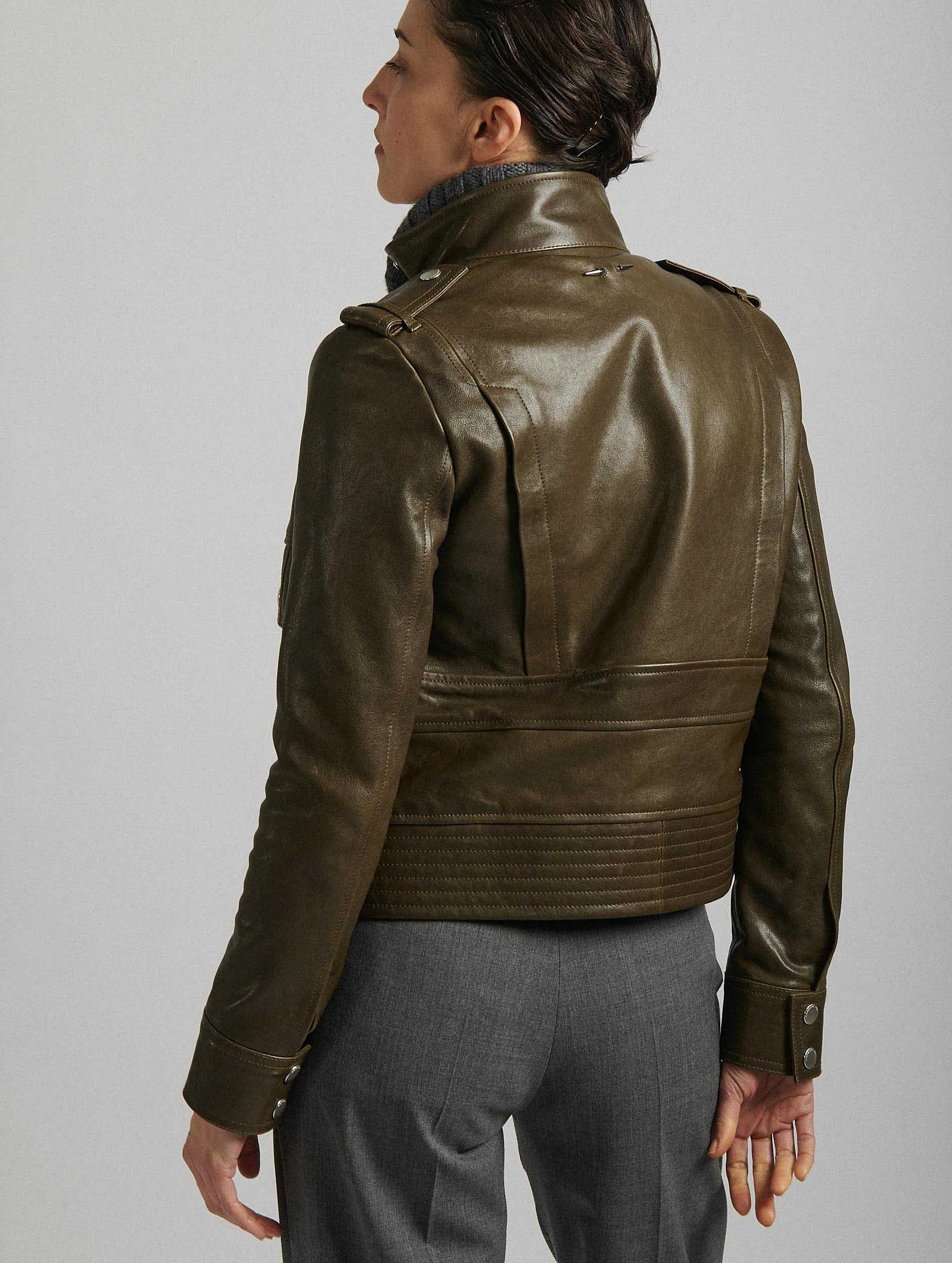 Forest green leather pilot jacket