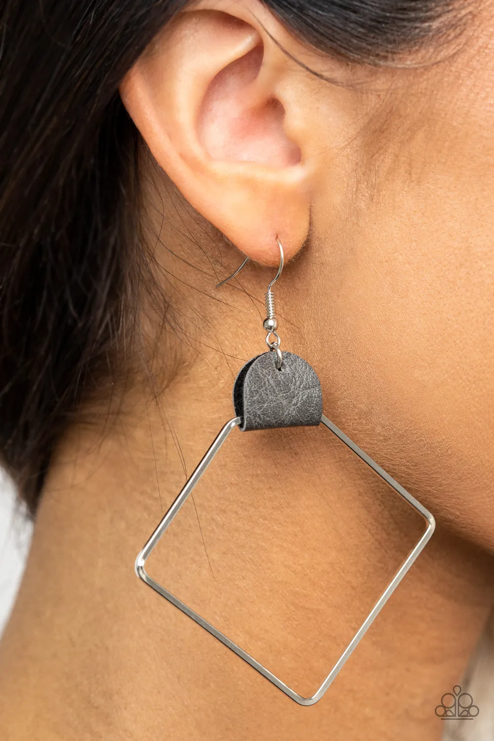 Friends of a LEATHER - Silver Paparazzi Earrings