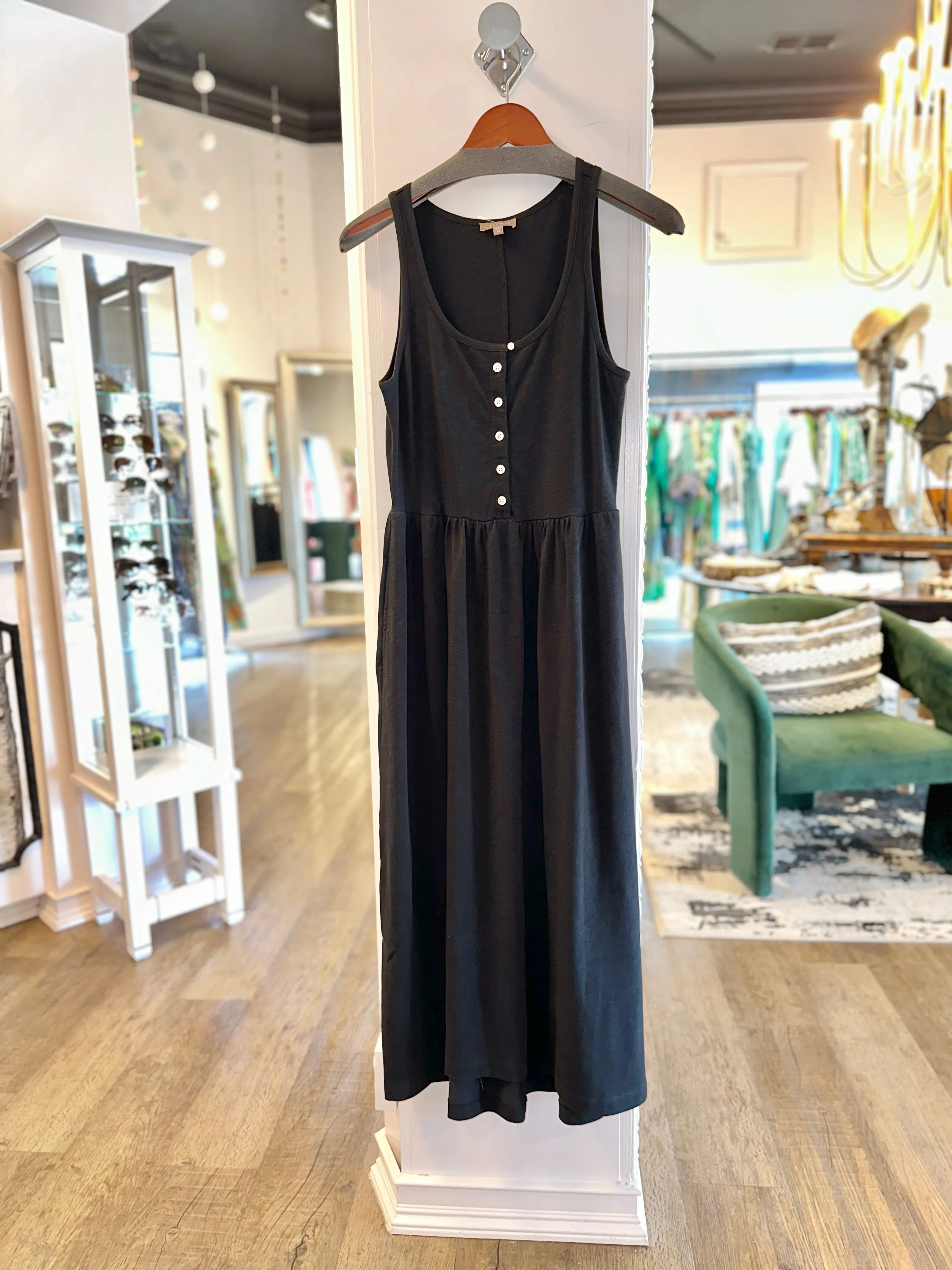 Hi-Low Maxi Tank Dress in black by Lilla P