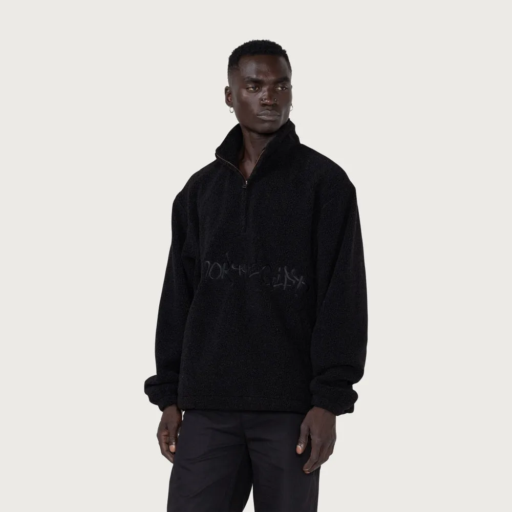 HONOR THE GIFT SCRIPT SHERPA PULLOVER-BLACK