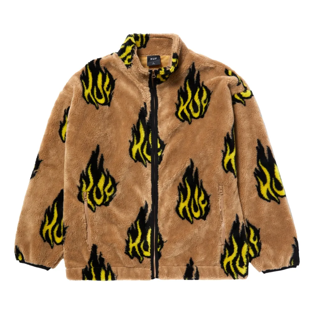 HUF FLAMIN ZIP SHERPA FLEECE-OATMEAL