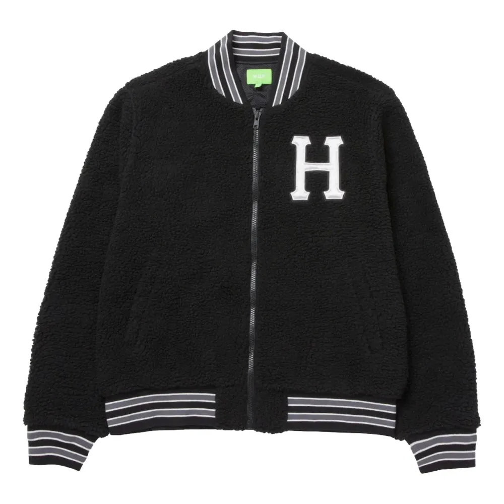 HUF SHERPA VARSITY JACKET-BLACK