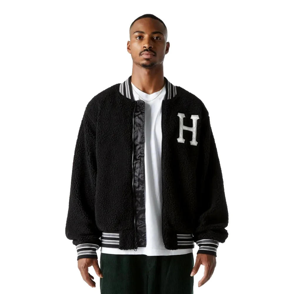 HUF SHERPA VARSITY JACKET-BLACK